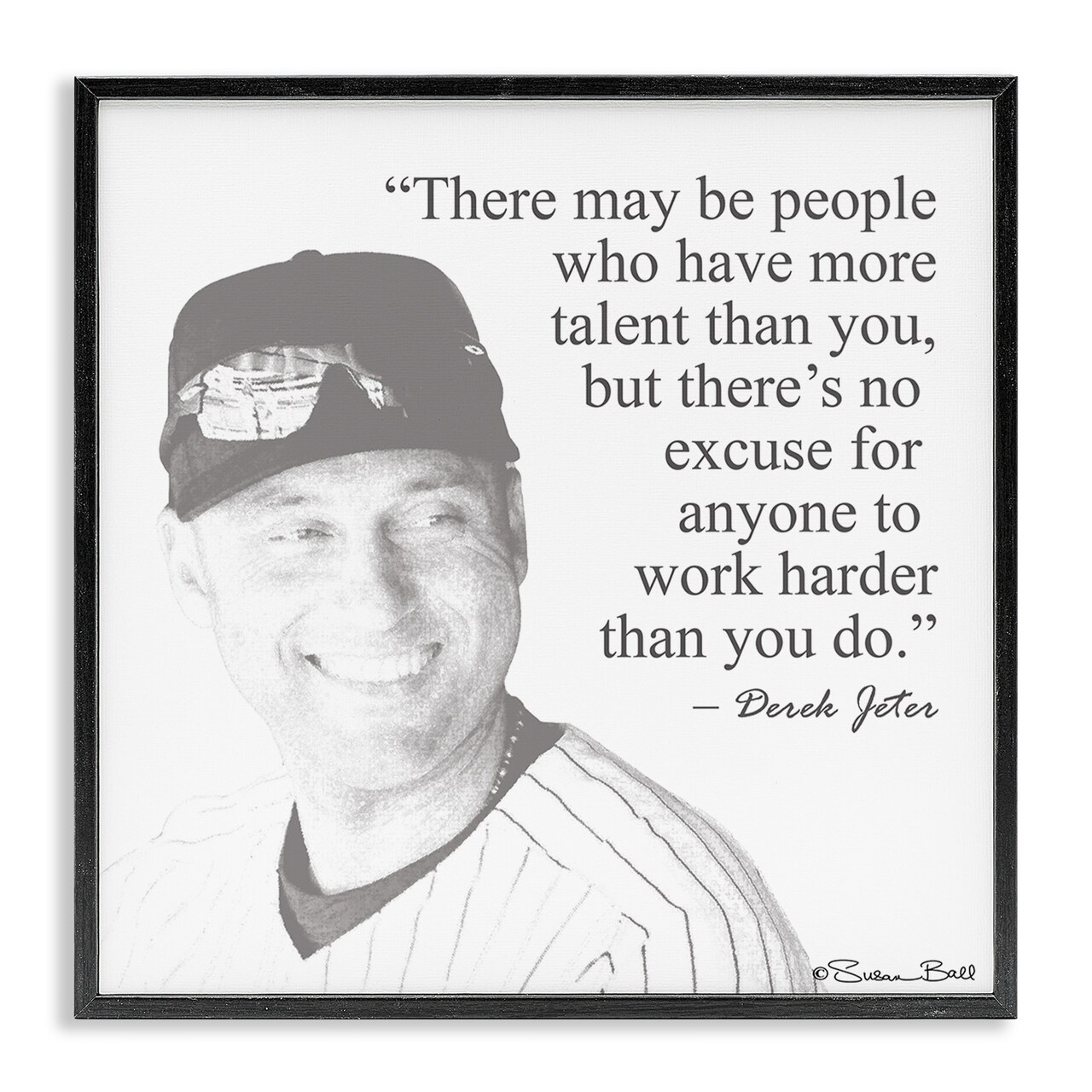 Stupell Industries Work Hard Derek Jeter Quote Framed Giclee Art